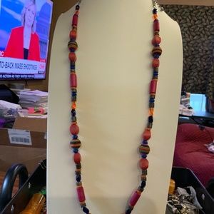 Chico Big Beads and balls with mineral stone long necklace P0004
